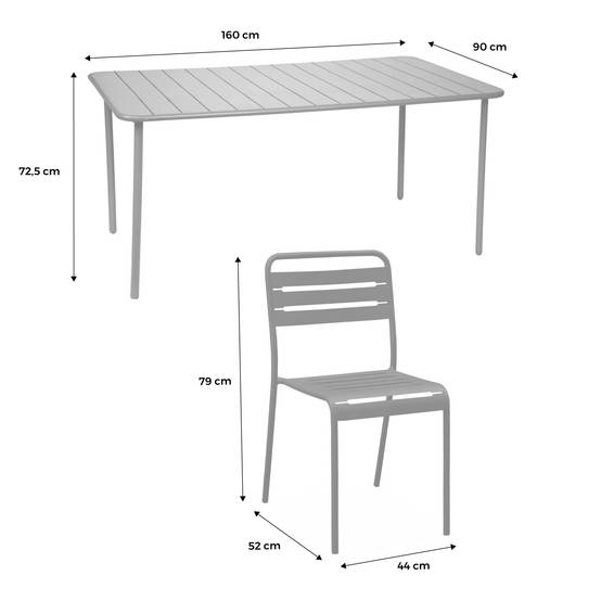 sweeek - Table de jardin métal + 8 assises bleu marine traitement antirouille. lattes et bords arrondis | sweeek - Image 4