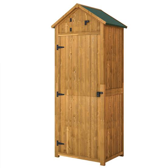 Armoire de jardin bois extérieur 3 étagères double porte 77x54x179cm jaune - ComfortXL Outdoor Living - Image 2