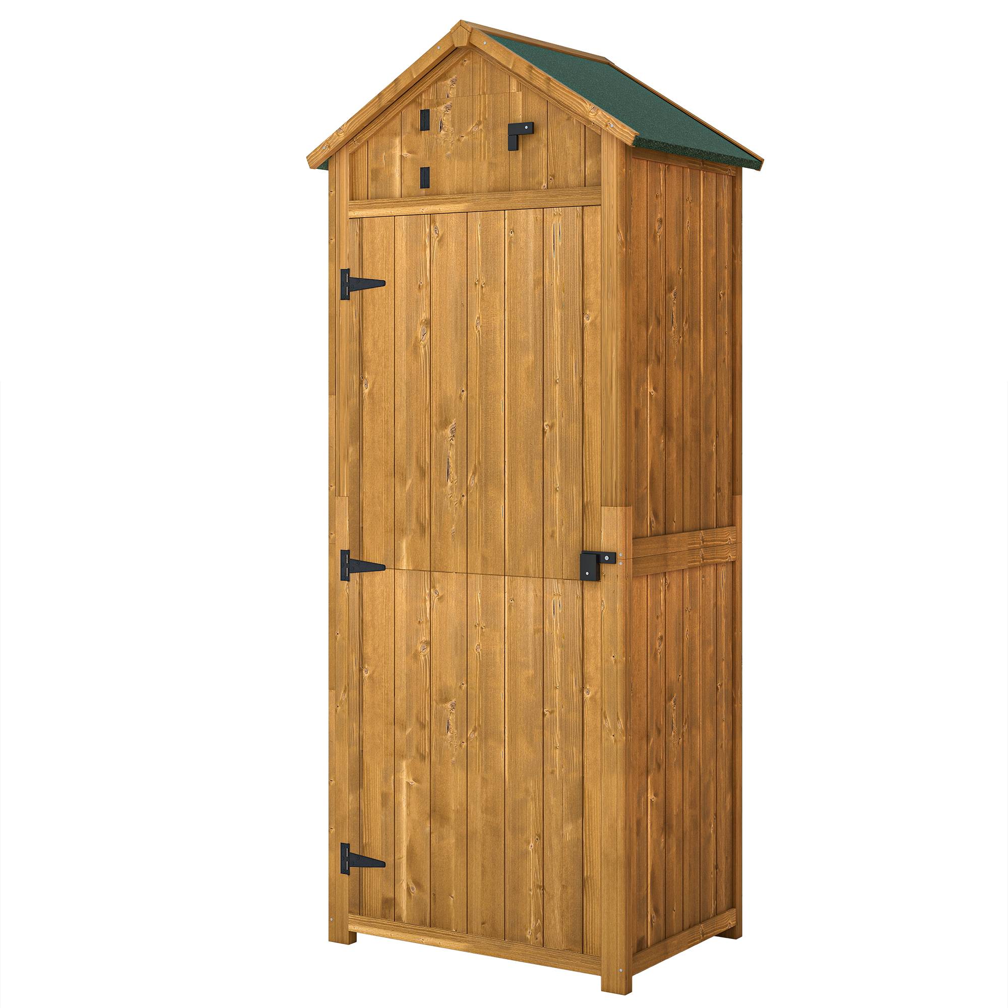 Armoire de jardin bois extérieur 3 étagères double porte 77x54x179cm jaune - ComfortXL Outdoor Living - Image 2