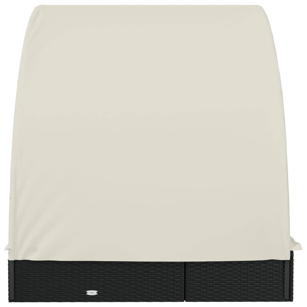 Helloshop26 - Transat chaise longue bain de soleil 2 places avec toit rond 211 x 112 x 140 cm noir - Image 5