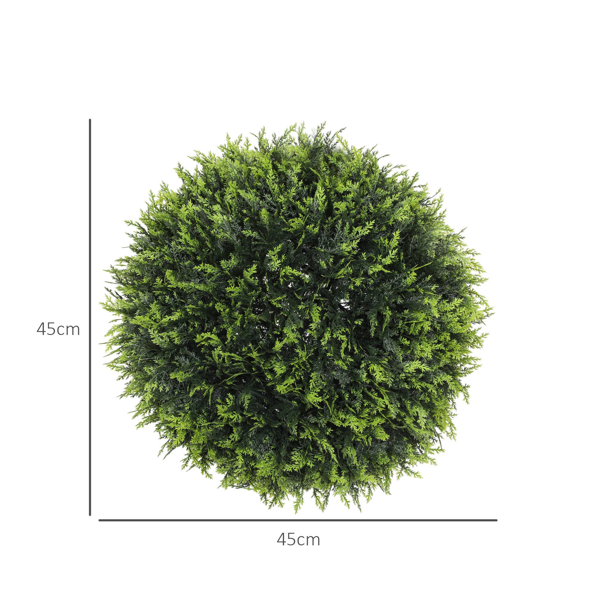 Sans Marque - Lot 2 plantes sphériques artificielles feuilles cèdre maison jardin Ø45 cm vertes - Image 5