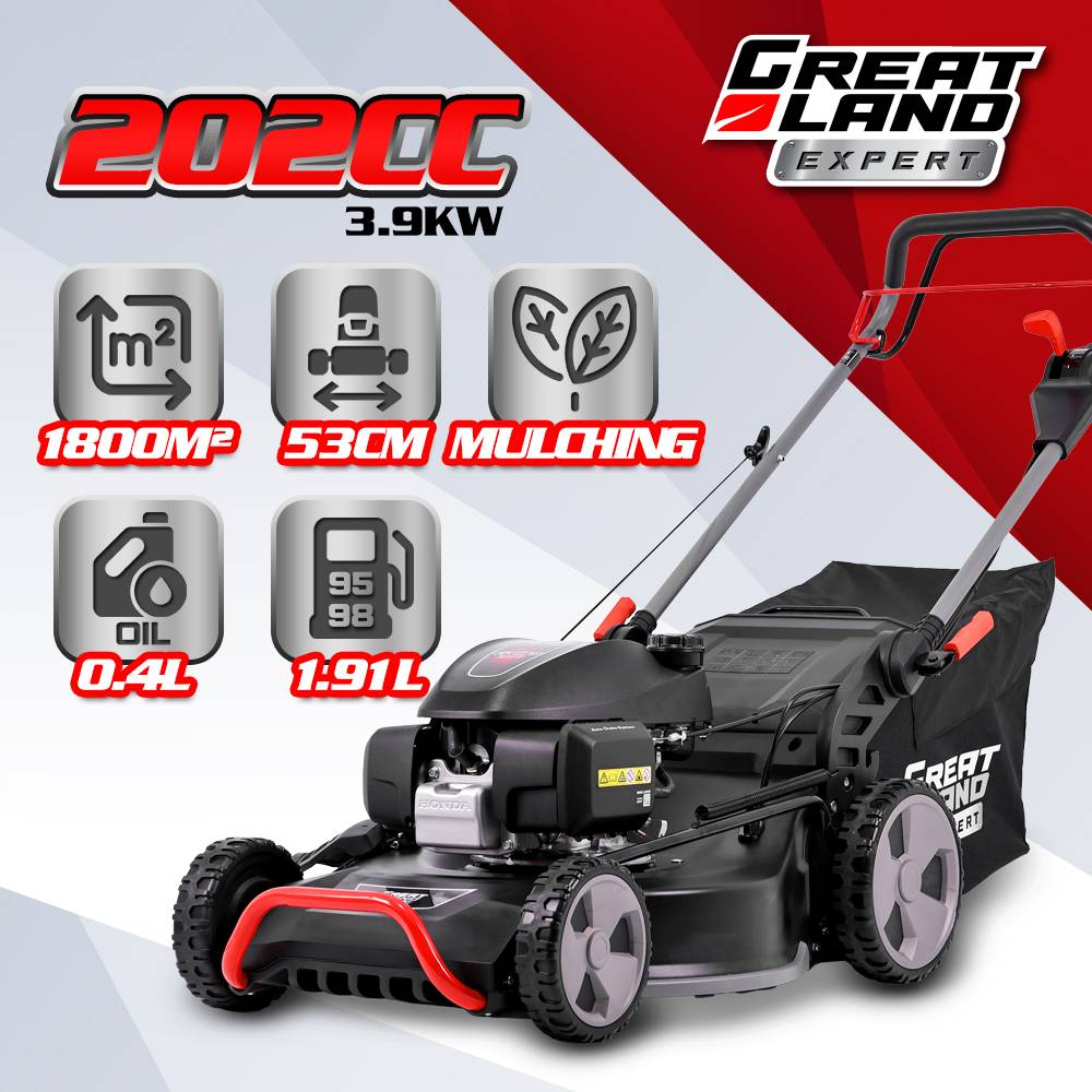 Greatland - Tondeuse thermique tractée 202CC avec moteur Honda, mulching, éjection latérale et vitesse variable. - Image 2
