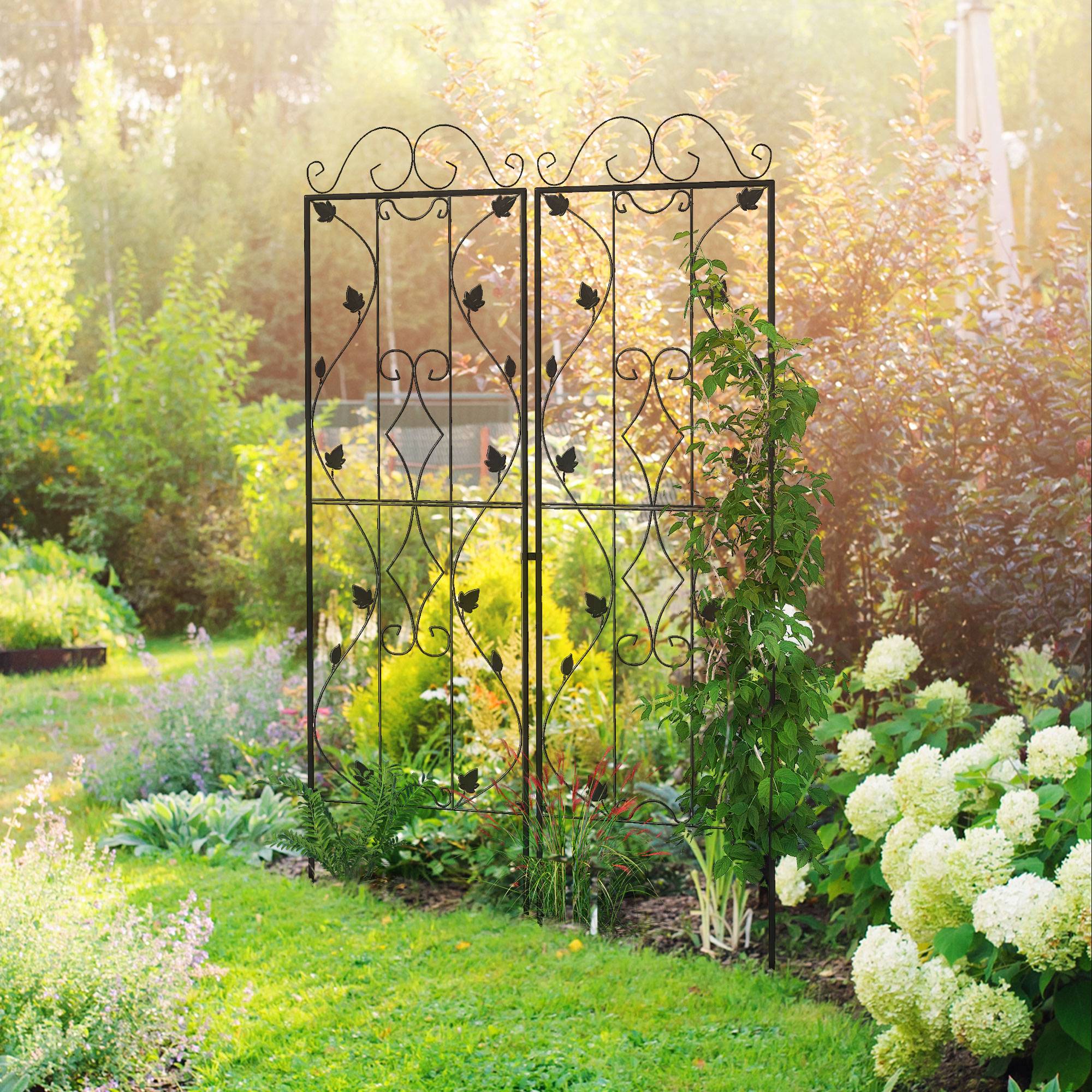 Treillis de jardin acier noir 50 x 1.3 x 181 cm - PANGIVO - Image 3