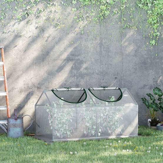 Serre de forçage acier PE plantes légumes protection hiver 120x60x60cm blanc - ComfortXL Outdoor Living - Image 3