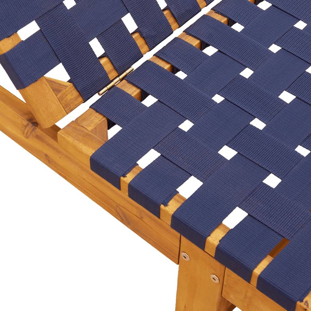 Maison Chic - Bain de soleil - Transats - Chaises longues bleu foncé bois d'acacia solide et tissu - MEUBLE PRO - Image 6
