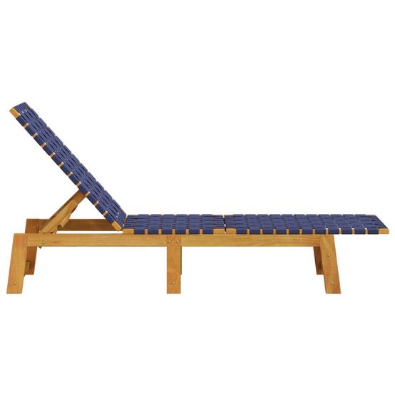 Maison Chic - Bain de soleil - Transats - Chaises longues bleu foncé bois d'acacia solide et tissu - MEUBLE PRO - Image 4