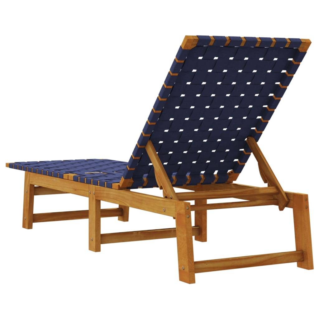 Maison Chic - Bain de soleil - Transats - Chaises longues bleu foncé bois d'acacia solide et tissu - MEUBLE PRO - Image 5