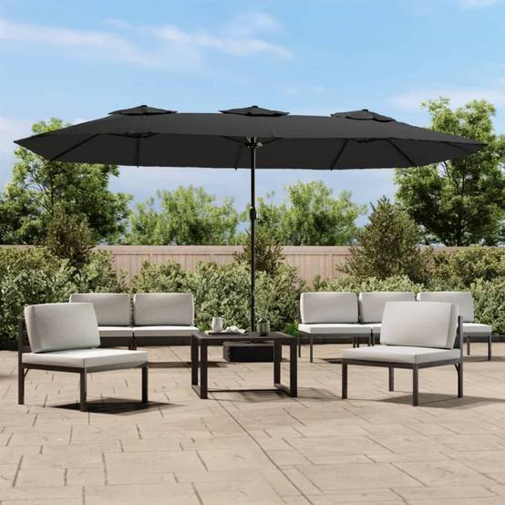 Parasol de jardin à double tête avec LED anthracite 449 x 265 x 245 cm - PANGIVO - Image 1