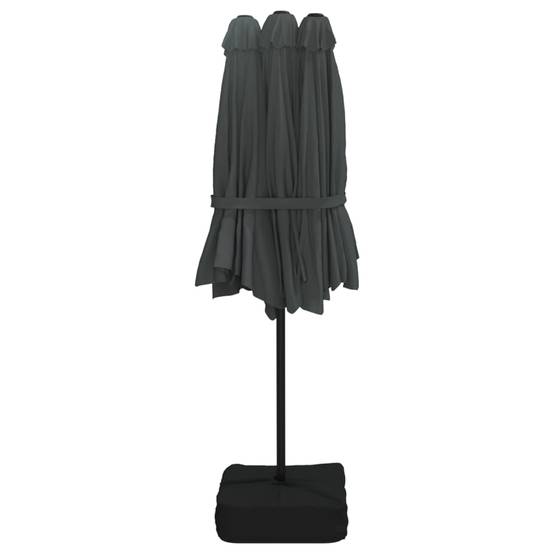 Parasol de jardin à double tête avec LED anthracite 449 x 265 x 245 cm - PANGIVO - Image 4