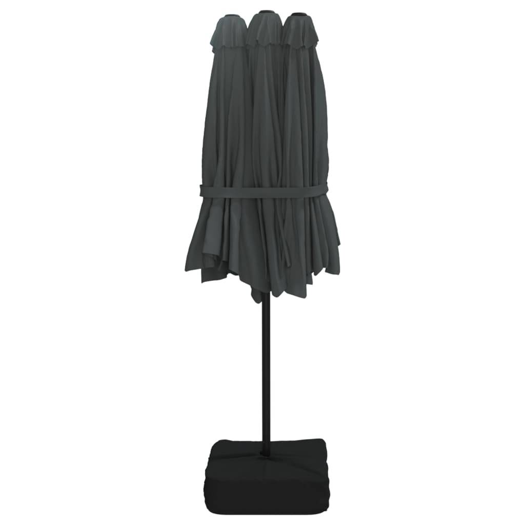 Parasol de jardin à double tête avec LED anthracite 449 x 265 x 245 cm - PANGIVO - Image 4
