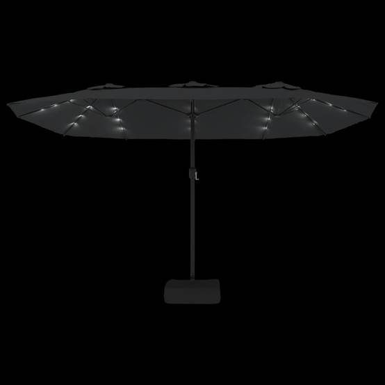 Parasol de jardin à double tête avec LED anthracite 449 x 265 x 245 cm - PANGIVO - Image 3