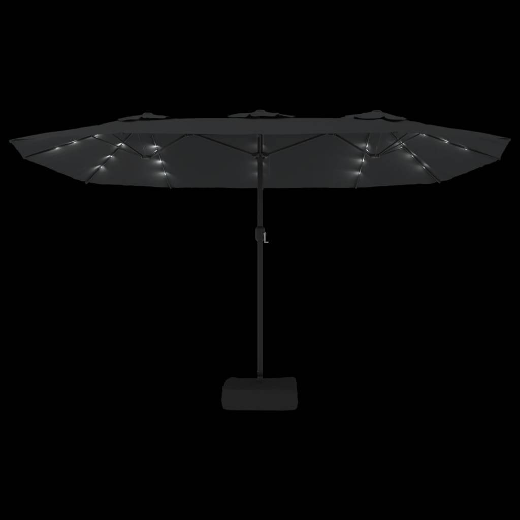 Parasol de jardin à double tête avec LED anthracite 449 x 265 x 245 cm - PANGIVO - Image 3