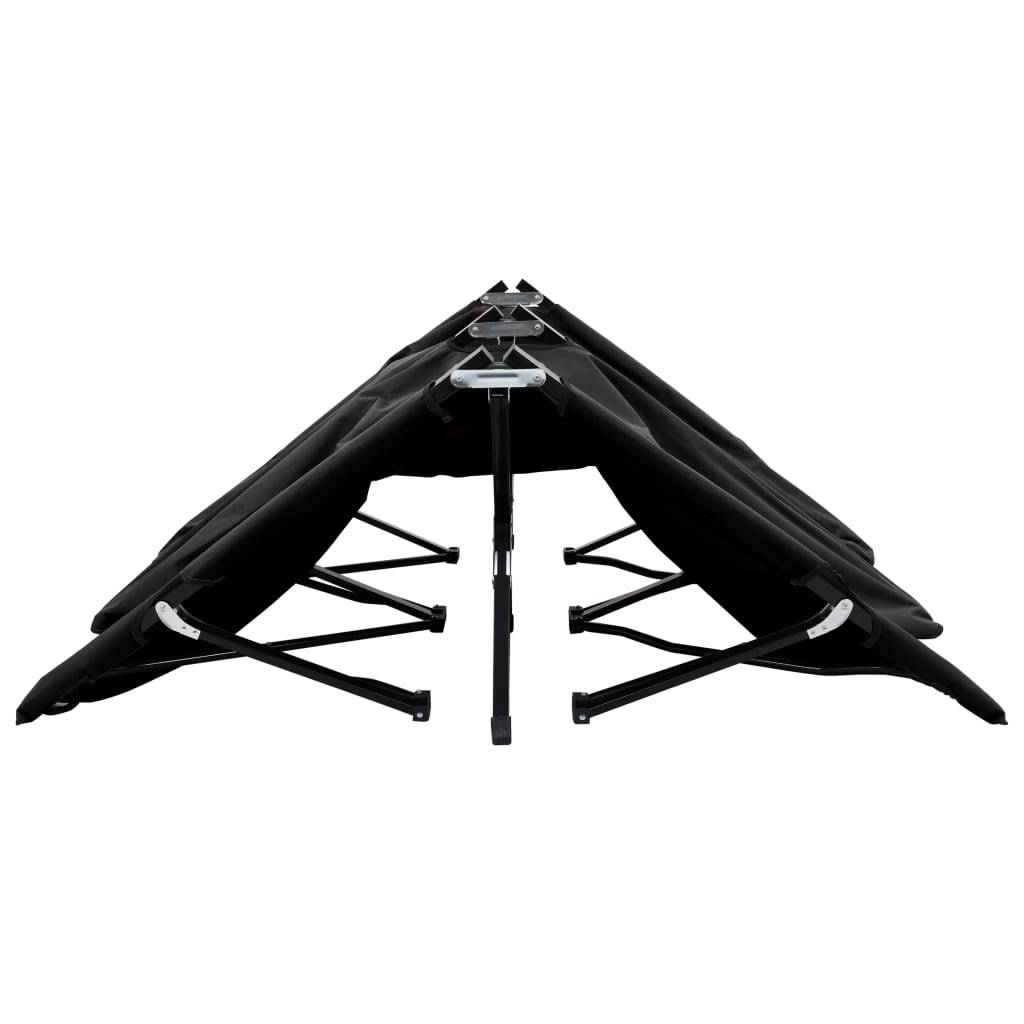 Helloshop26 - Lit de camping double meuble d'extérieur pliable 2 places noir acier - Image 4