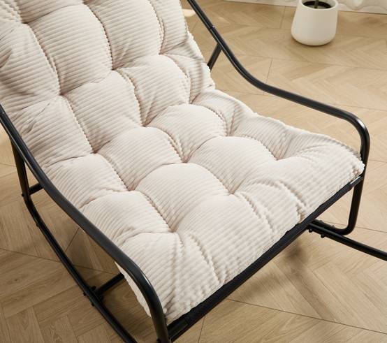 Fauteuil à bascule acier velours jardin salon balancement ajustable 116x75x82cm blanc - ComfortXL Outdoor Living - Image 8