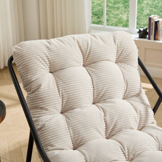 Fauteuil à bascule acier velours jardin salon balancement ajustable 116x75x82cm blanc - ComfortXL Outdoor Living - Image 3