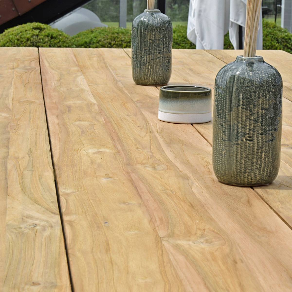 Table métal blanc et teck recyclé 300 cm, Conceptual - Gecko Jardin - Image 5