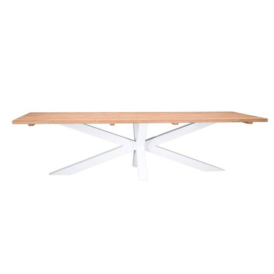 Table métal blanc et teck recyclé 300 cm, Conceptual - Gecko Jardin - Image 2