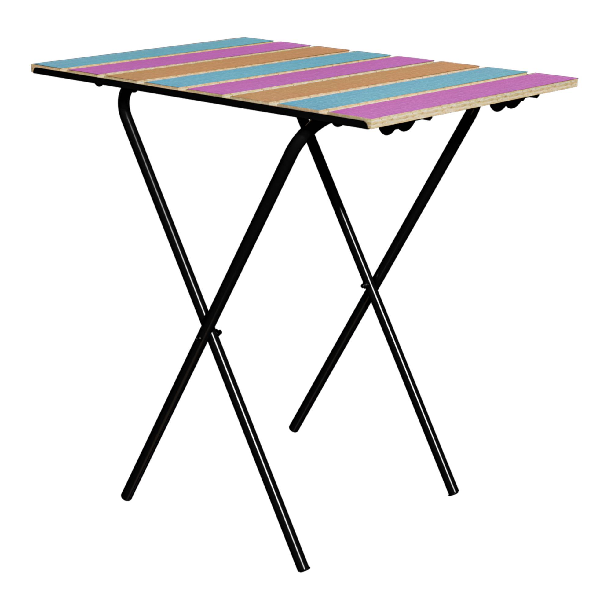 Table pliante de jardin Cavallino métal bois de pin 60 x 40 x 57 cm noir multicolore [en.casa] - Image 1