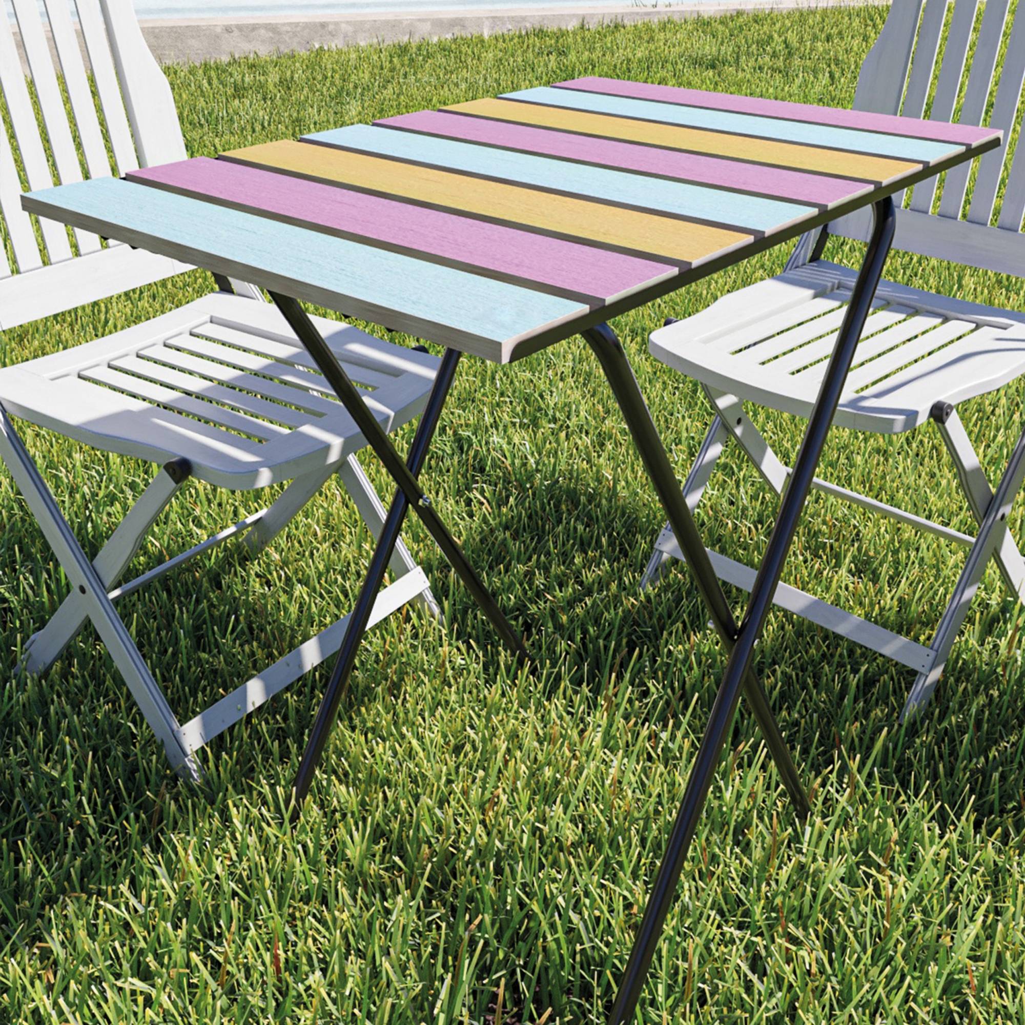 Table pliante de jardin Cavallino métal bois de pin 60 x 40 x 57 cm noir multicolore [en.casa] - Image 4
