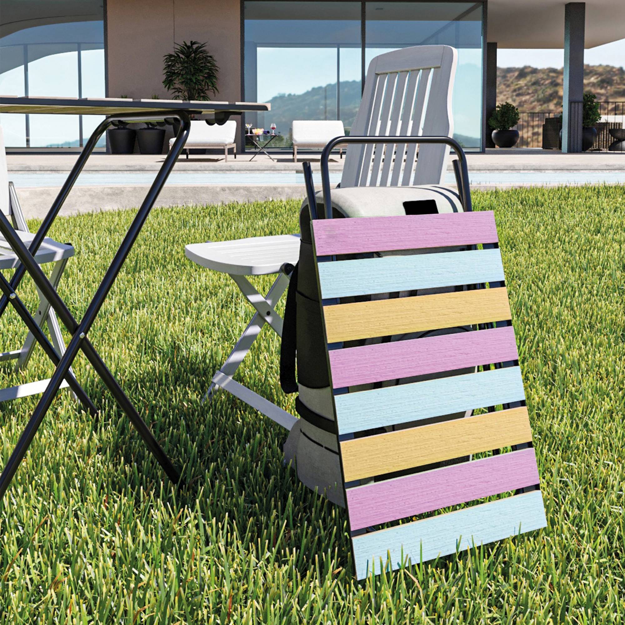 Table pliante de jardin Cavallino métal bois de pin 60 x 40 x 57 cm noir multicolore [en.casa] - Image 6