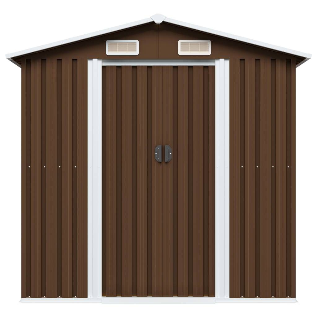 Abri de jardin 2.69m² - Cabane de jardin - Abri de stockage pour jardin Marron 204x132x186 cm Acier MAISON CHIC - Image 1