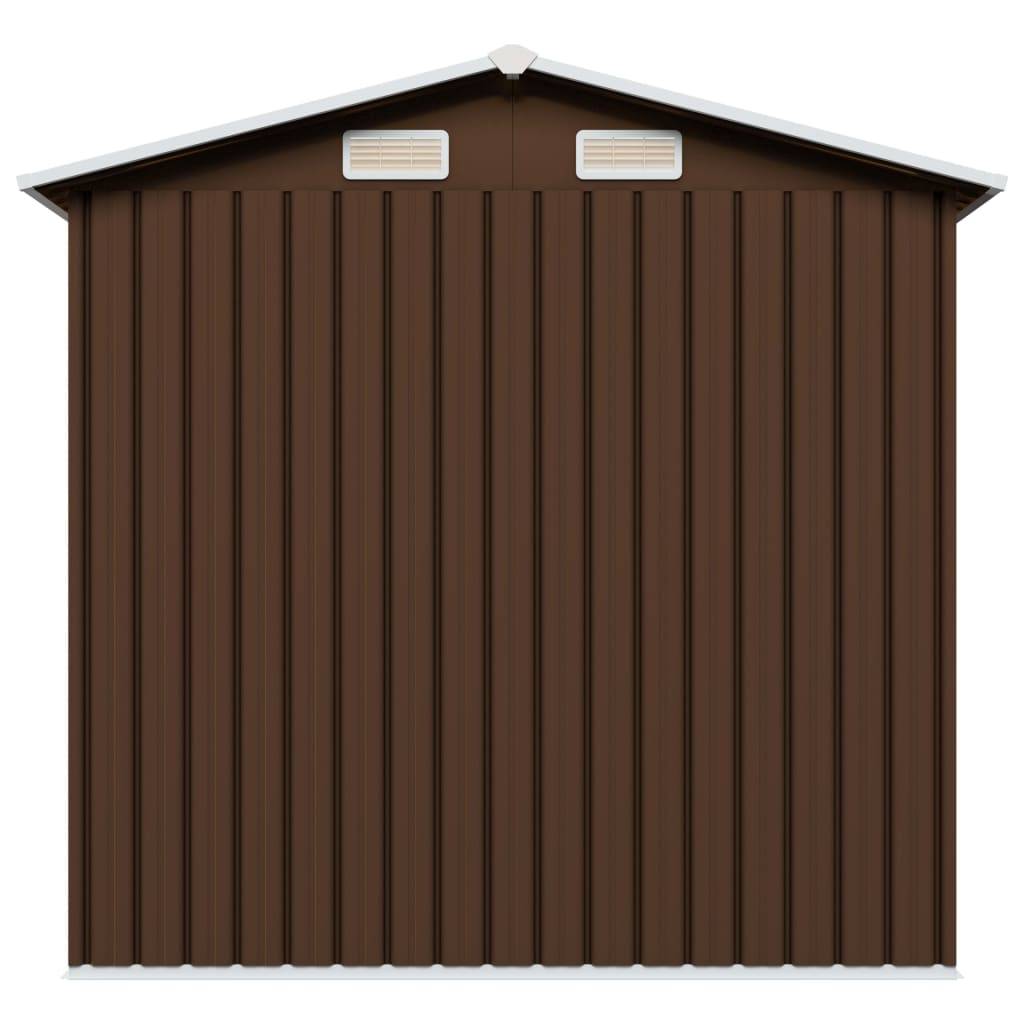 Abri de jardin 2.69m² - Cabane de jardin - Abri de stockage pour jardin Marron 204x132x186 cm Acier MAISON CHIC - Image 5