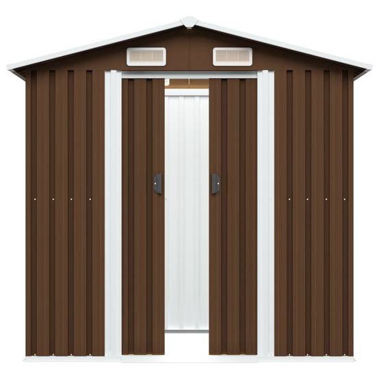 Abri de jardin 2.69m² - Cabane de jardin - Abri de stockage pour jardin Marron 204x132x186 cm Acier MAISON CHIC - Image 3