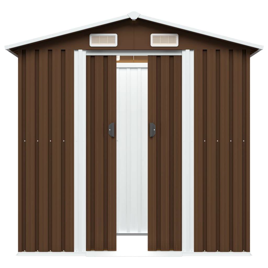Abri de jardin 2.69m² - Cabane de jardin - Abri de stockage pour jardin Marron 204x132x186 cm Acier MAISON CHIC - Image 3