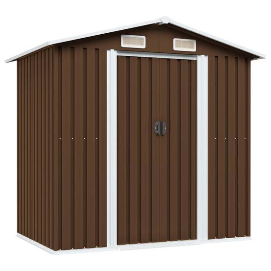 Abri de jardin 2.69m² - Cabane de jardin - Abri de stockage pour jardin Marron 204x132x186 cm Acier MAISON CHIC - Image 2
