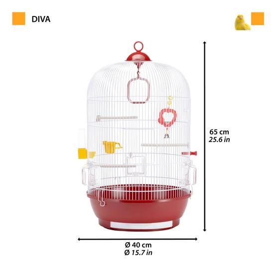 Ferplast - Ferplast Cage à Oiseaux DIVA Cage pour Oiseaux, Canaris, Pinsons, Perruches Ondulées, Inséparables, en Métal, Accessoires inclus Mangeoires rotatives - Image 2