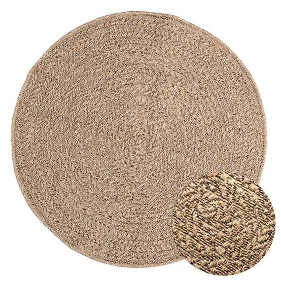 Tapis Rond Intérieur Extérieur Aspect Jute Résistant UV pour Balcon et Entrée Brun 90 cm – ComfortXL Outdoor Living - Image 1