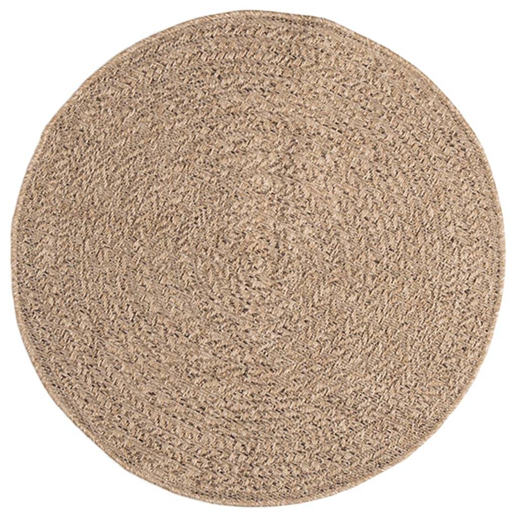 Tapis Rond Intérieur Extérieur Aspect Jute Résistant UV pour Balcon et Entrée Brun 90 cm – ComfortXL Outdoor Living - Image 3