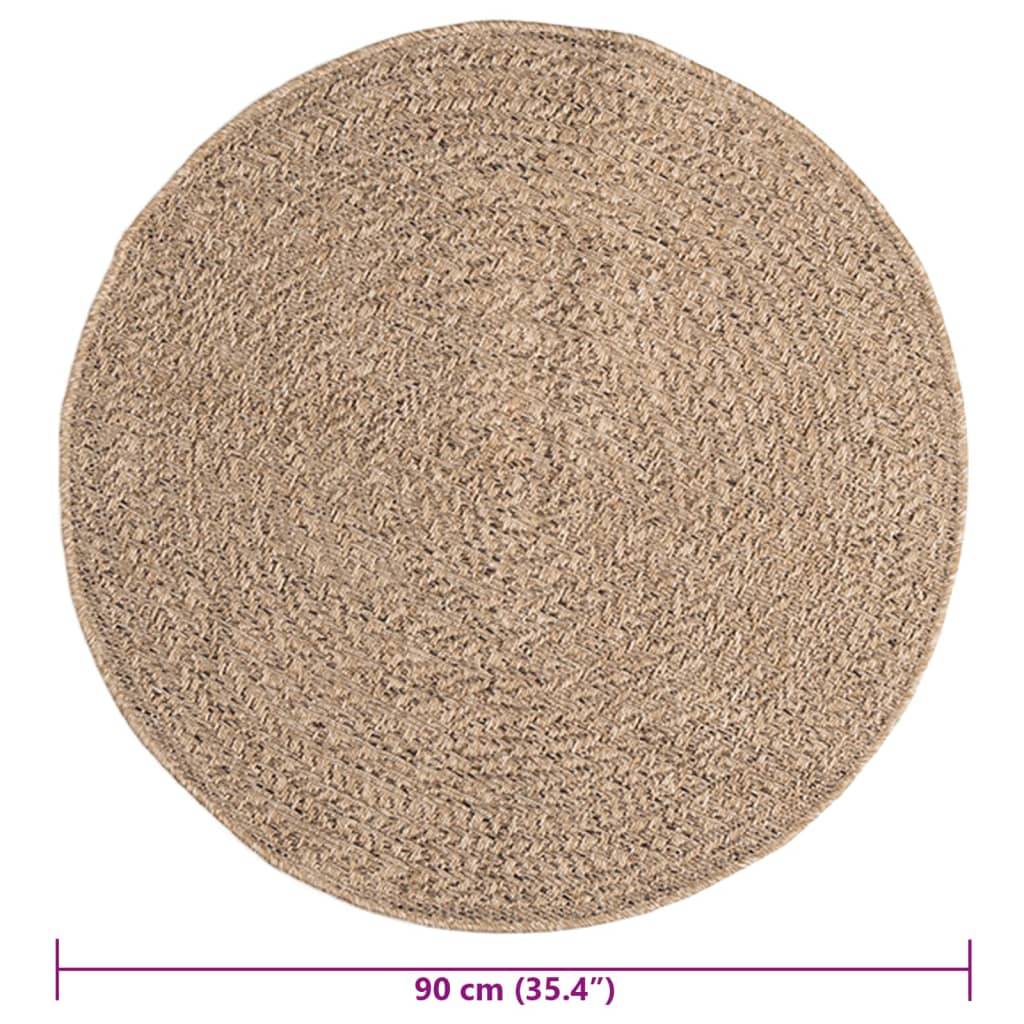Tapis Rond Intérieur Extérieur Aspect Jute Résistant UV pour Balcon et Entrée Brun 90 cm – ComfortXL Outdoor Living - Image 9
