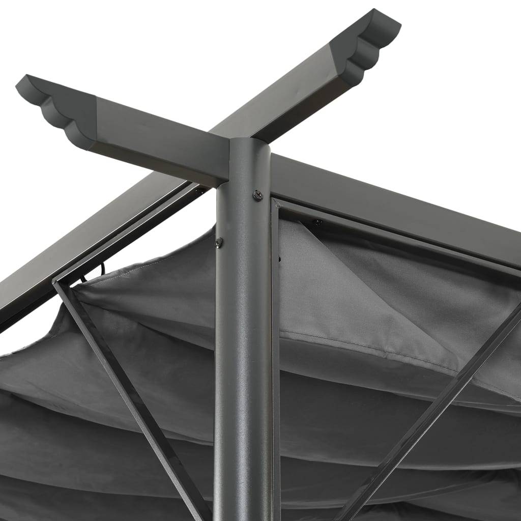 Pergola - Tonnelle de jardin avec toit rétractable anthracite 3x3 m acier 180 g/m² - Image 3