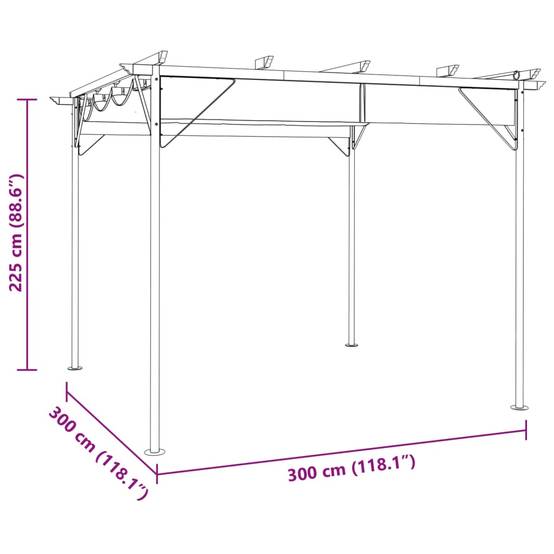 Pergola - Tonnelle de jardin avec toit rétractable anthracite 3x3 m acier 180 g/m² - Image 6