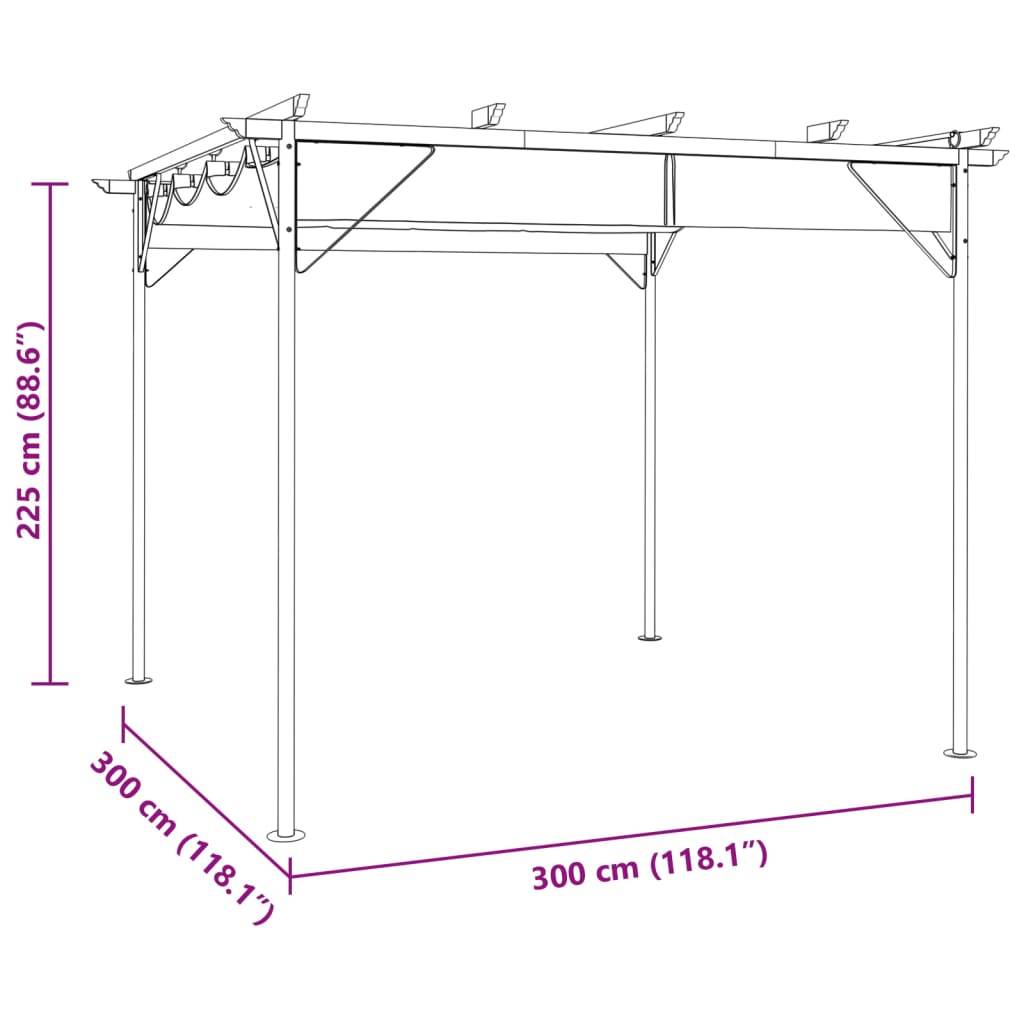 Pergola - Tonnelle de jardin avec toit rétractable anthracite 3x3 m acier 180 g/m² - Image 6