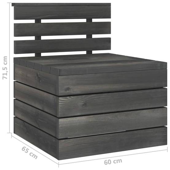 Salon de Jardin Palette 2P Bois de Pin Massif Canapé et Table Basse Gris Foncé – ComfortXL Outdoor Living - Image 2
