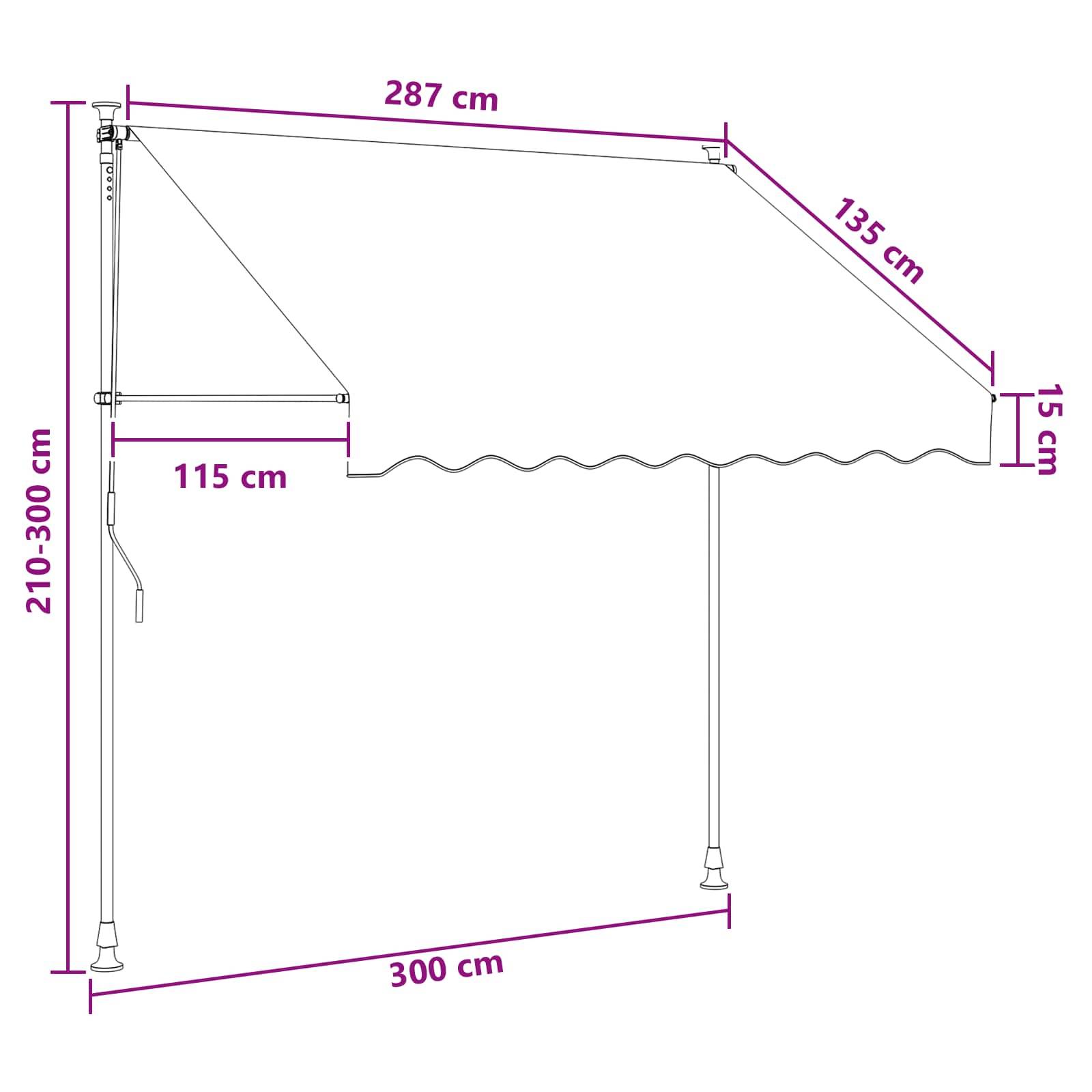 PANGIVO - Auvent rétractable polyester anthracite et blanc 300 cm - PANGIVO - Image 8