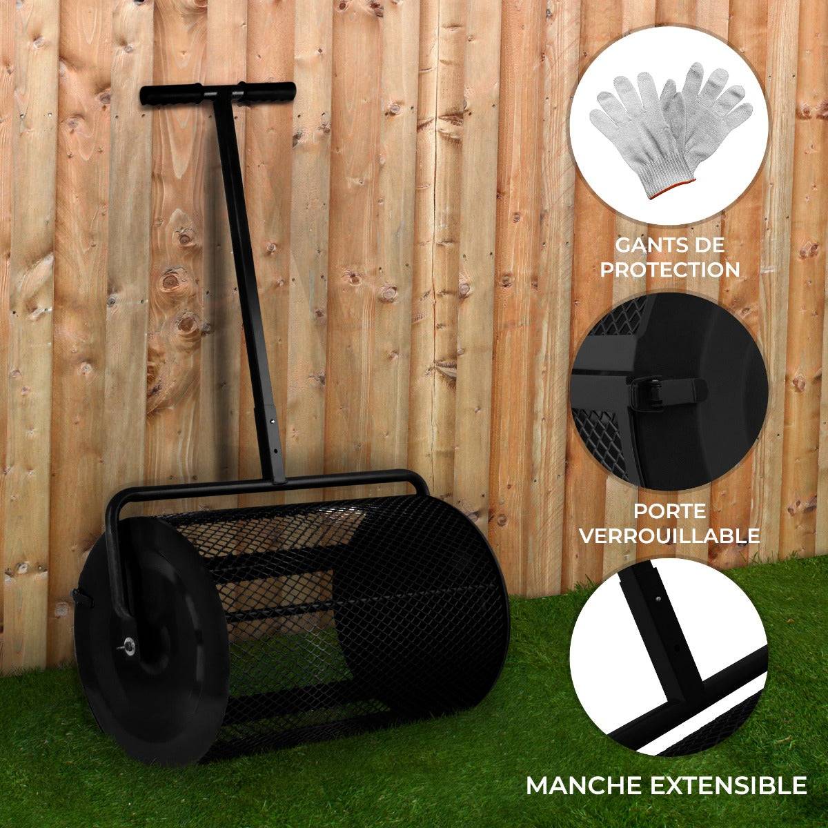Monstershop - Rouleau Epandeur à Compost 80 L – Noir - Image 2