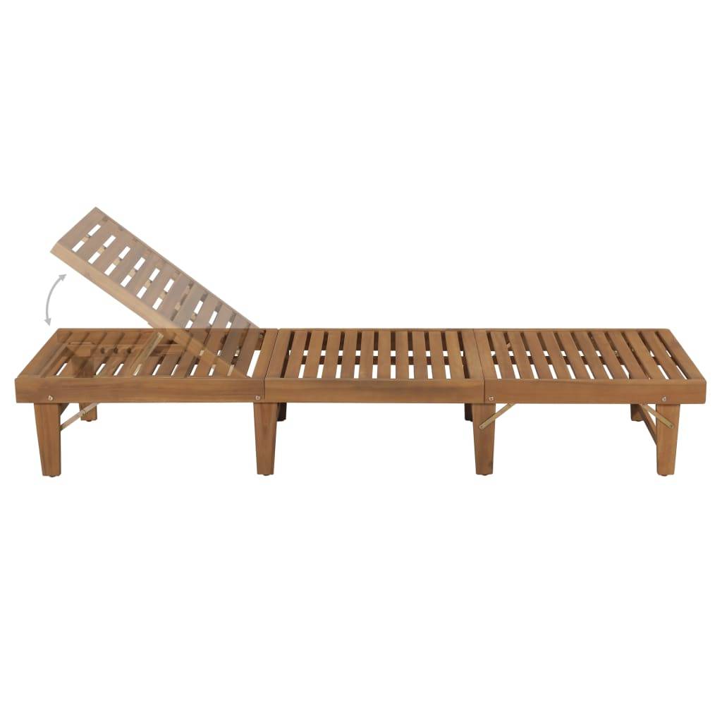 PANGIVO - Chaise longue pliable en bois d'acacia avec coussin beige 200 x 61 x 30/86 cm - PANGIVO - Image 4