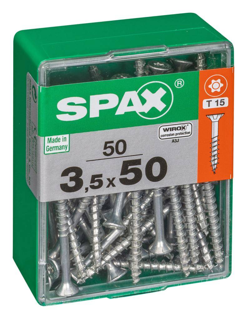 Spax - Lot de 50 vis acier tête autofraisée plate SPAX, Diam.3.5 mm x L.50 mm - Image 1