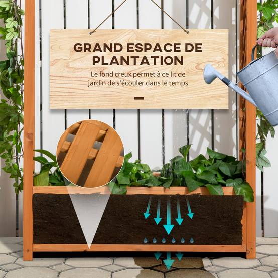Jardinière sur pied avec arche bois sapin jardin plantes grimpantes 83x36x152cm marron - ComfortXL Outdoor Living - Image 7