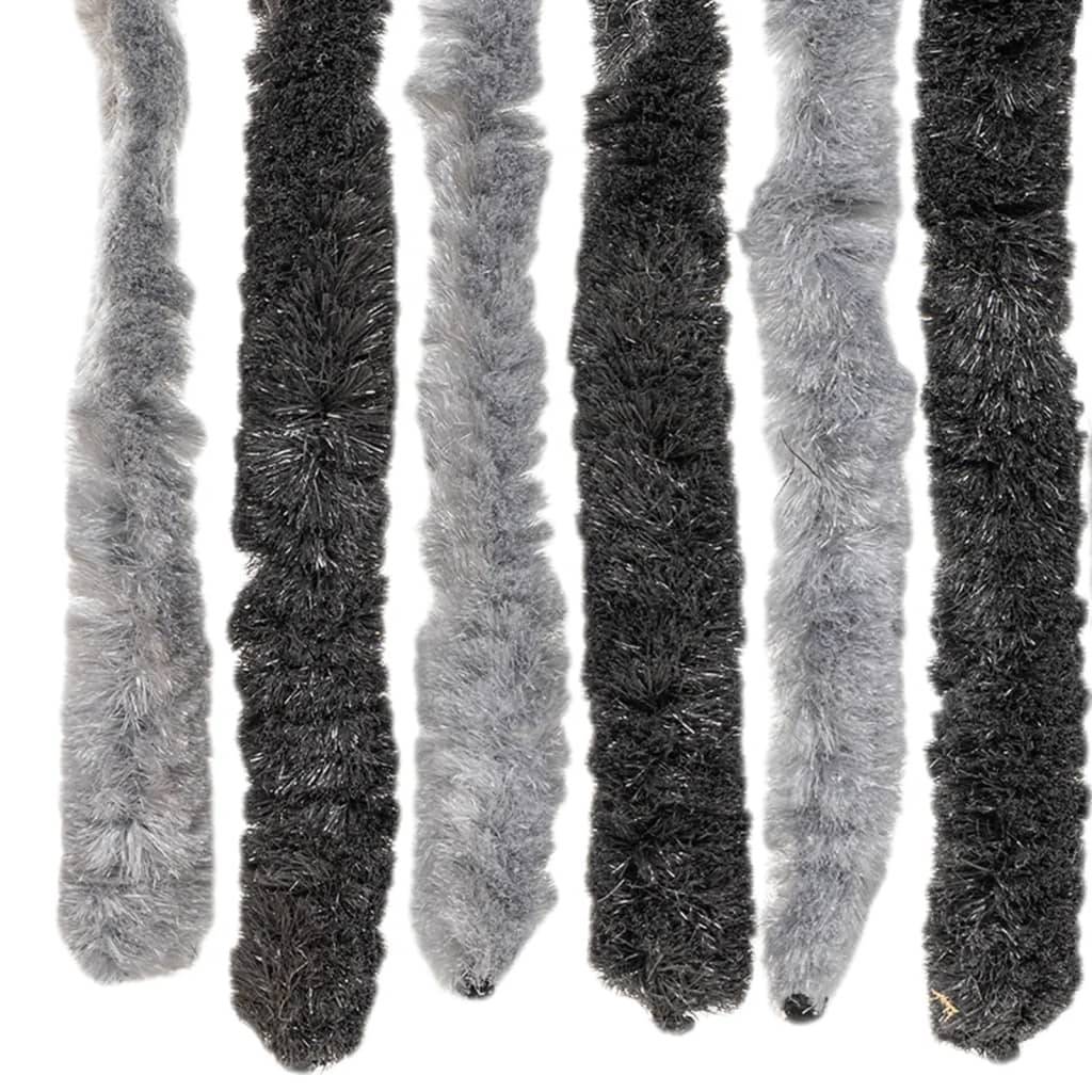 Rideau anti-mouches, Panneau de rideau gris et noir 56x185 cm chenille - Image 5
