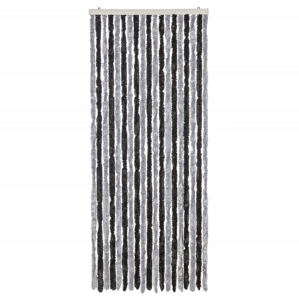 Rideau anti-mouches, Panneau de rideau gris et noir 56x185 cm chenille - Image 3