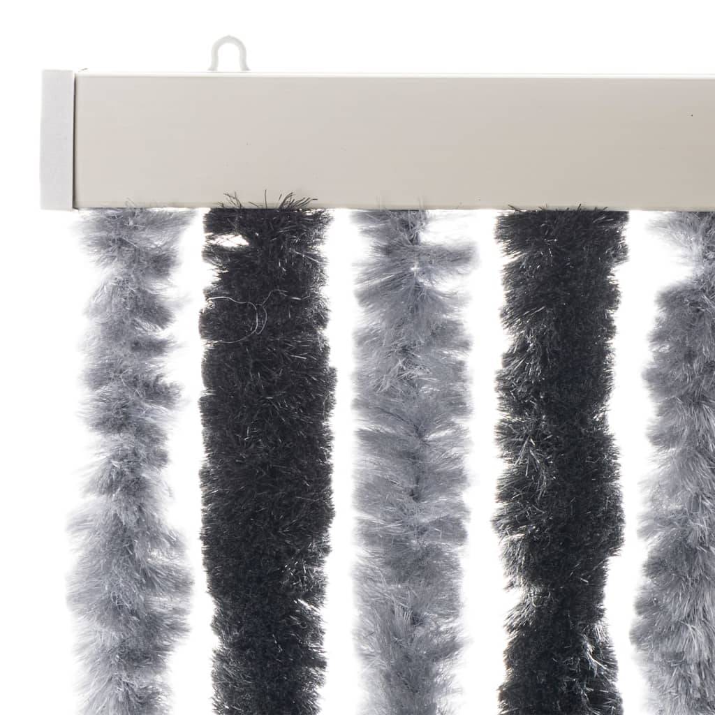 Rideau anti-mouches, Panneau de rideau gris et noir 56x185 cm chenille - Image 4