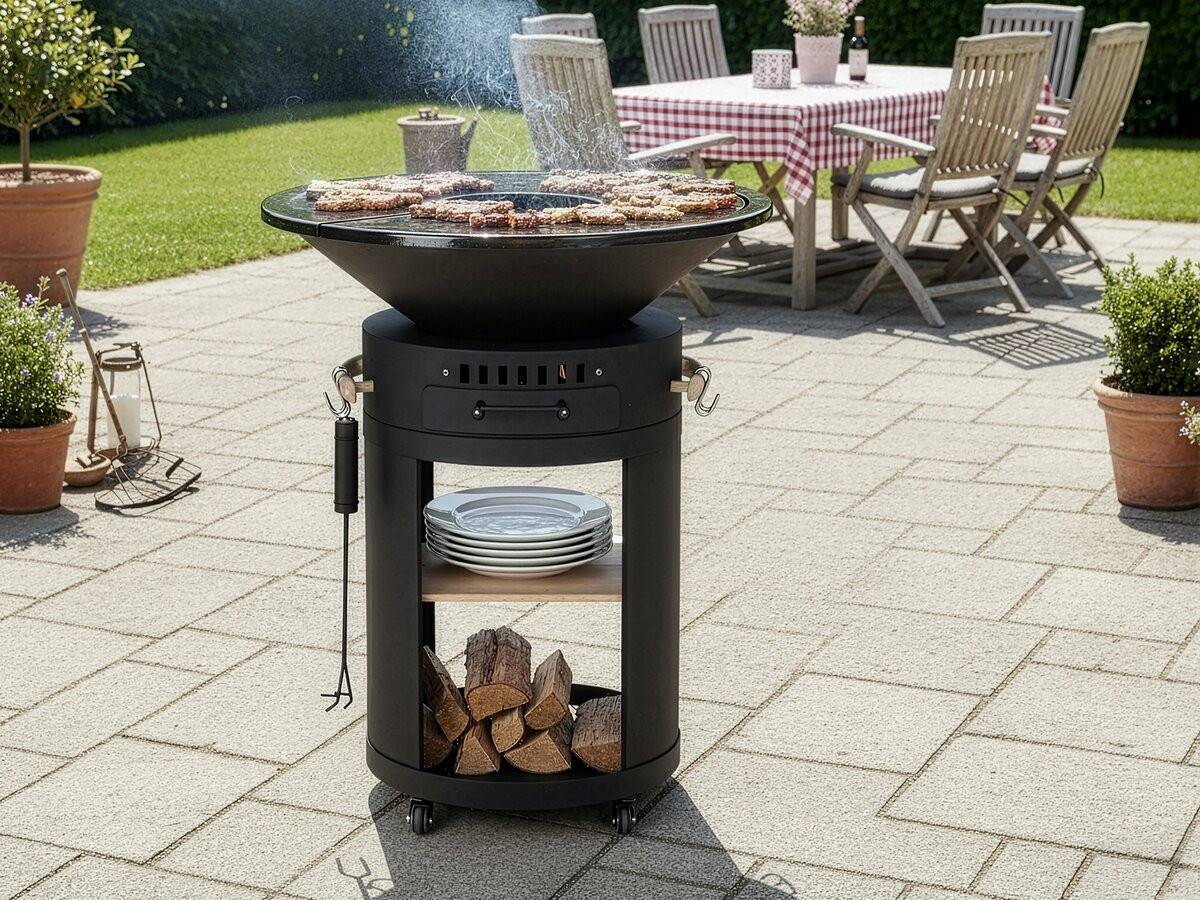 Barbecue Plancha Brasero à Charbon Et Bois "cesar Premium" - ø 81 Cm - Noir -habitat Et Jardin - Image 2