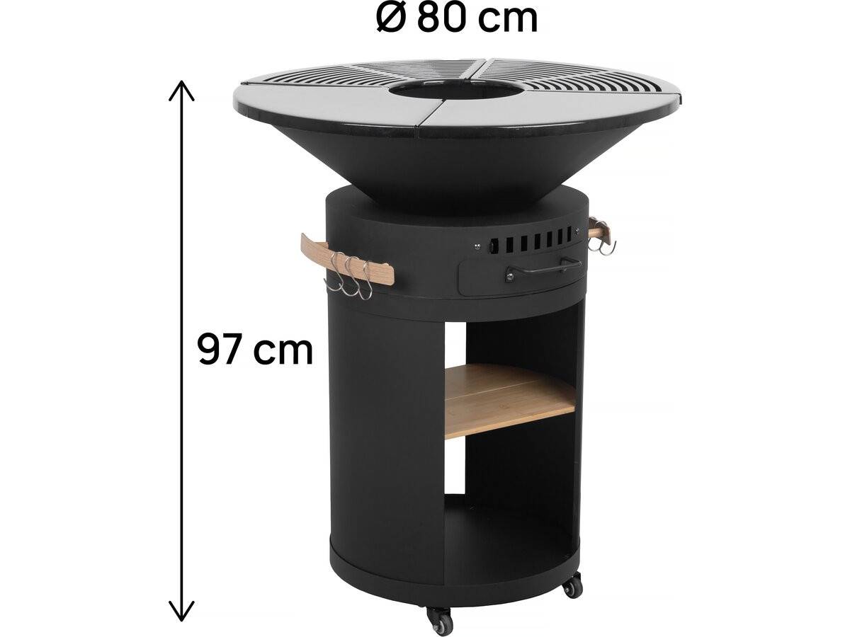 Barbecue Plancha Brasero à Charbon Et Bois "cesar Premium" - ø 81 Cm - Noir -habitat Et Jardin - Image 4