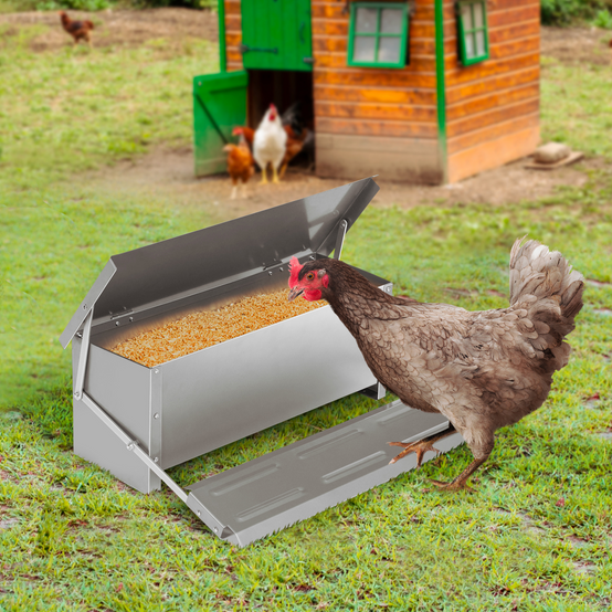 Mangeoire XXL pour poules distributeur automatique à pédale en acier 10 KG - Image 1