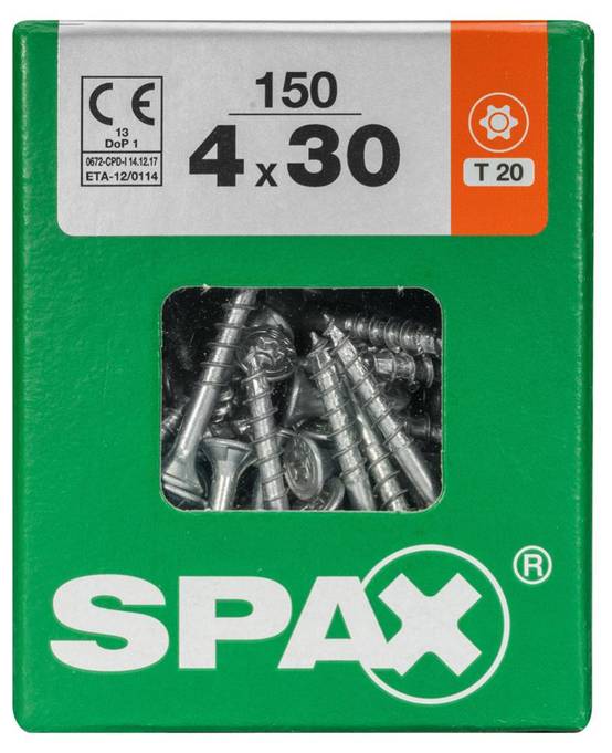 Spax - Lot de 150 vis acier tête fraisée torx SPAX, Diam.4 mm x L.30 mm - Image 3