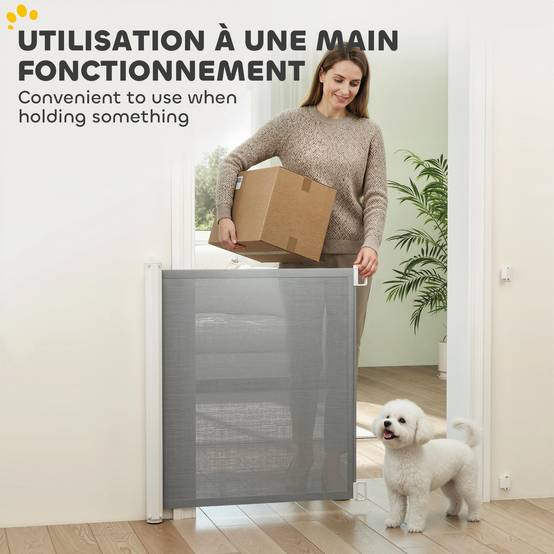 Barrière de sécurité rétractable métal teslin chiens gain de place 115x83cm gris - ComfortXL Outdoor Living - Image 7
